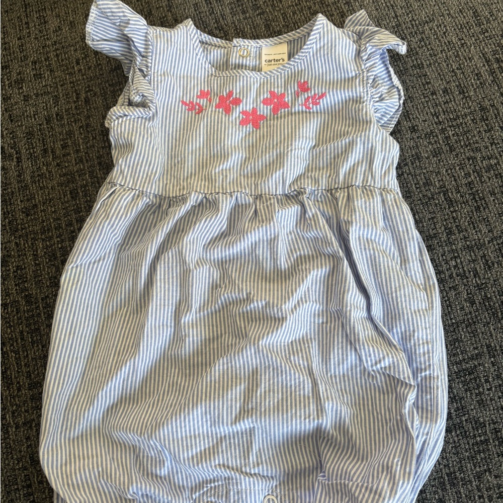 Carter's Blue and White Striped Baby Romper